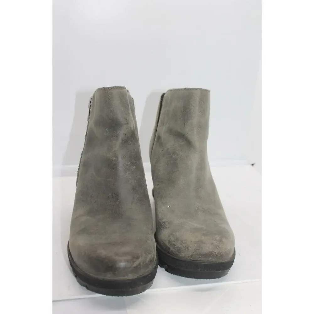 Sorel Joan of Arctic Quarry Gray Wedge II Zip Booties sz 6M